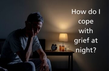 Man awake at night with the title "how do I cope with grief at night"