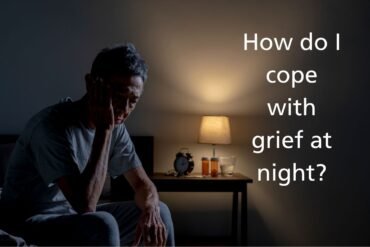 Man awake at night with the title "how do I cope with grief at night"