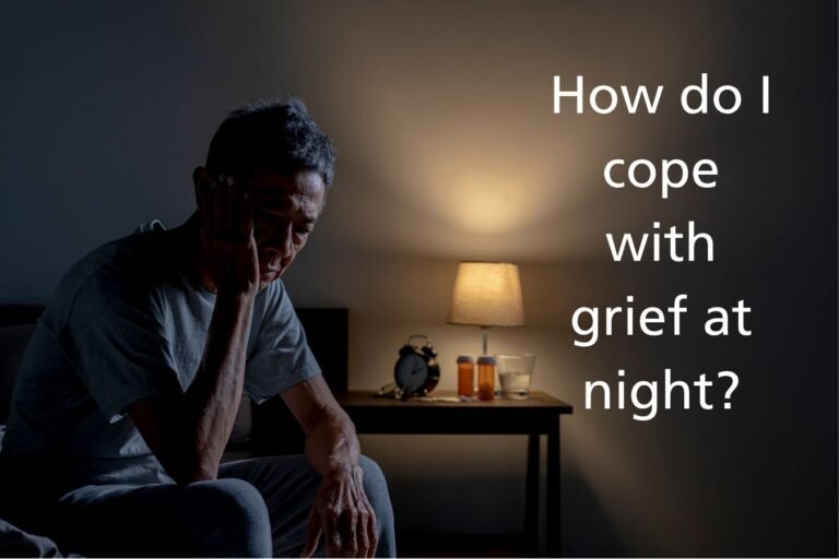 Man awake at night with the title "how do I cope with grief at night"